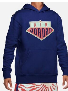 Nike Air Jordan DNA Sports Fleece Heavyweight Hoodie Royal Blue XL